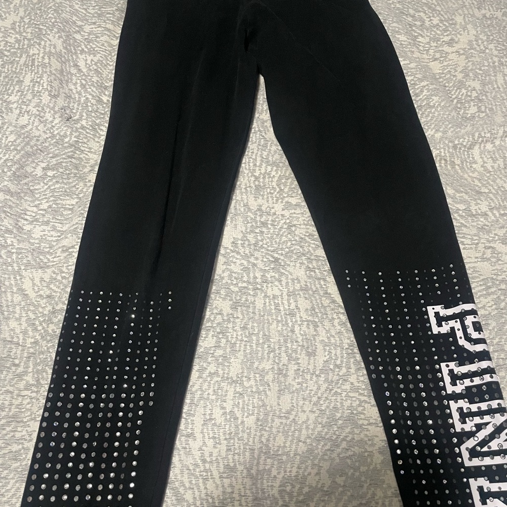 Black Leggings with Rhinestone Detail